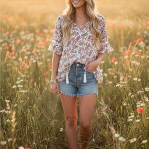 Easel Floral Print Women's Top Small